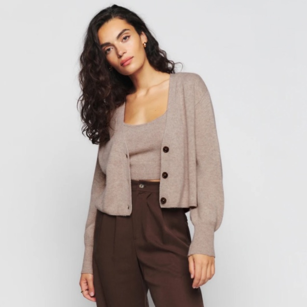 Reformation Varenne Cashmere Cardigan ONLY in Oatmeal
